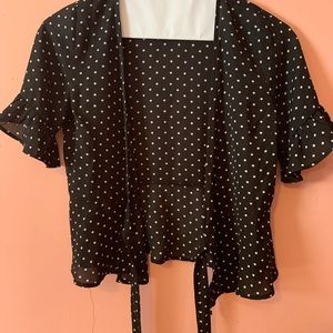 Forever 21 polka dot tie/belted blouse